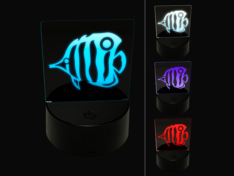 Butterfly Fish 3D Illusion LED Night Light Sign Nightstand Desk Lamp