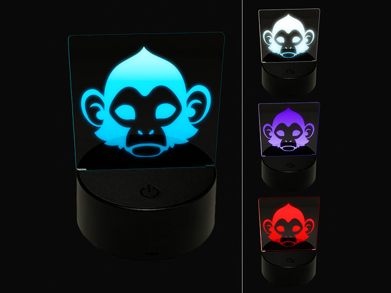 Capuchin Monkey Head 3D Illusion LED Night Light Sign Nightstand Desk Lamp