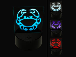 Crab Icon 3D Illusion LED Night Light Sign Nightstand Desk Lamp