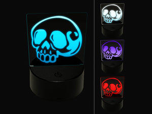 Creepy Skull Halloween 3D Illusion LED Night Light Sign Nightstand Desk Lamp