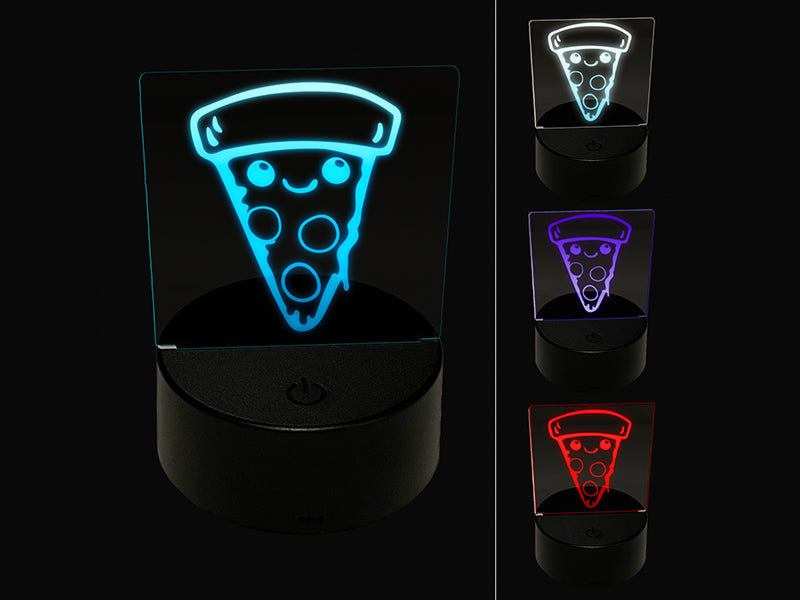 Cute Kawaii Pepperoni Pizza 3D Illusion LED Night Light Sign Nightstand Desk Lamp