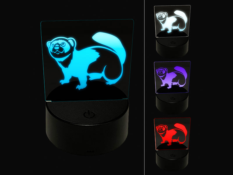Friendly Ferret 3D Illusion LED Night Light Sign Nightstand Desk Lamp