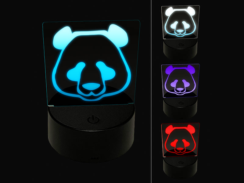 Panda Face Icon 3D Illusion LED Night Light Sign Nightstand Desk Lamp