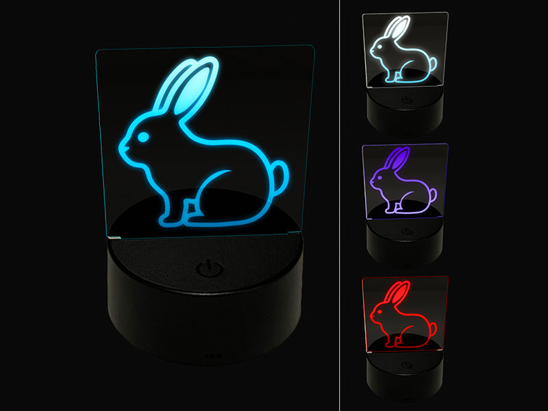 Resting Rabbit Bunny Easter 3D Illusion LED Night Light Sign Nightstand Desk Lamp