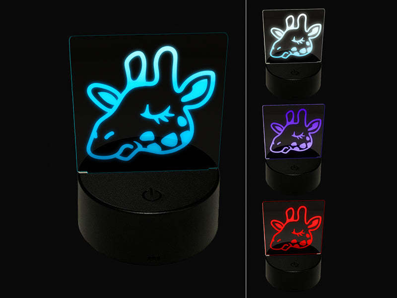Sleepy Giraffe Head 3D Illusion LED Night Light Sign Nightstand Desk Lamp