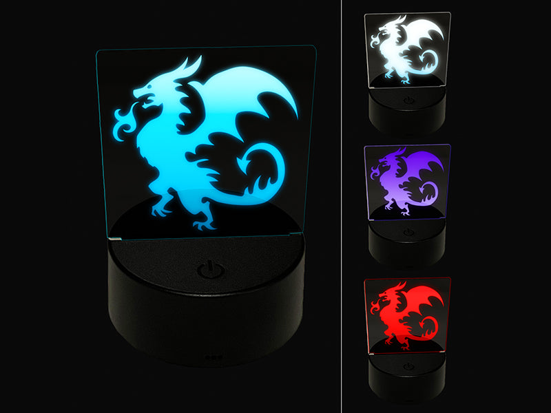 Wyvern Dragon Fantasy Silhouette 3D Illusion LED Night Light Sign Nightstand Desk Lamp