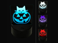 Cat in Pumpkin Halloween 3D Illusion LED Night Light Sign Nightstand Desk Lamp