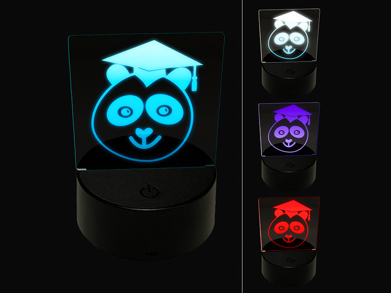 Graduation Panda 3D Illusion LED Night Light Sign Nightstand Desk Lamp