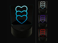 Heart Love Trio 3D Illusion LED Night Light Sign Nightstand Desk Lamp