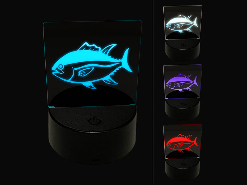 Bluefin Tuna Fish Fishing 3D Illusion LED Night Light Sign Nightstand Desk Lamp
