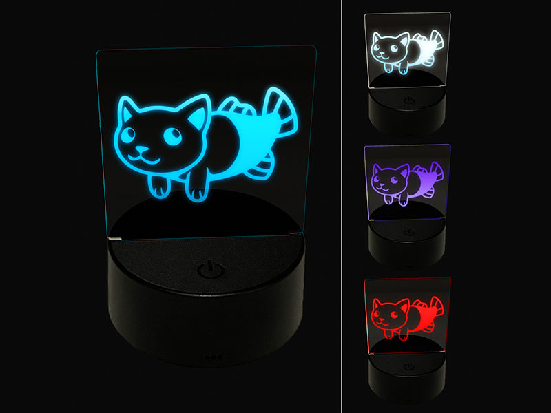 Catfish the Cat Fish Mermaid 3D Illusion LED Night Light Sign Nightstand Desk Lamp