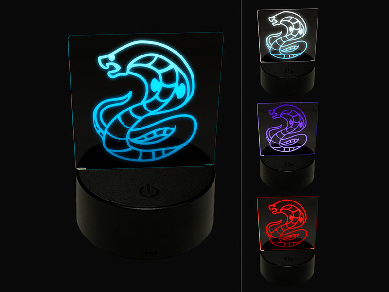 Coiled Cobra Snake 3D Illusion LED Night Light Sign Nightstand Desk Lamp