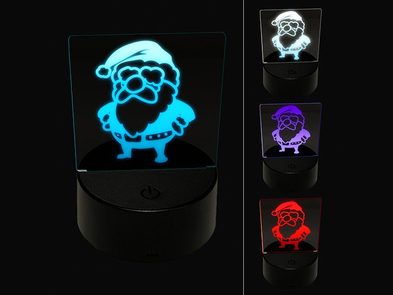 Cute Chibi Santa Claus Christmas 3D Illusion LED Night Light Sign Nightstand Desk Lamp