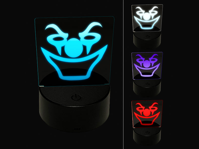 Evil Clown Face 3D Illusion LED Night Light Sign Nightstand Desk Lamp