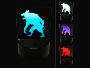 Ferocious Werewolf Monster Halloween 3D Illusion LED Night Light Sign Nightstand Desk Lamp