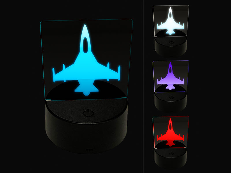 Fighter Jet Military Airplane 3D Illusion LED Night Light Sign Nightstand Desk Lamp