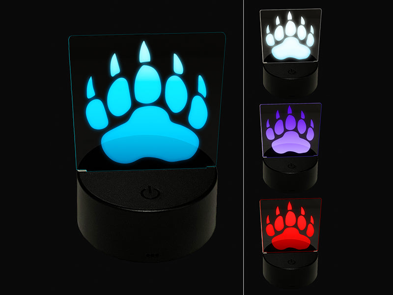 Grizzly Bear Claw Paw 3D Illusion LED Night Light Sign Nightstand Desk Lamp