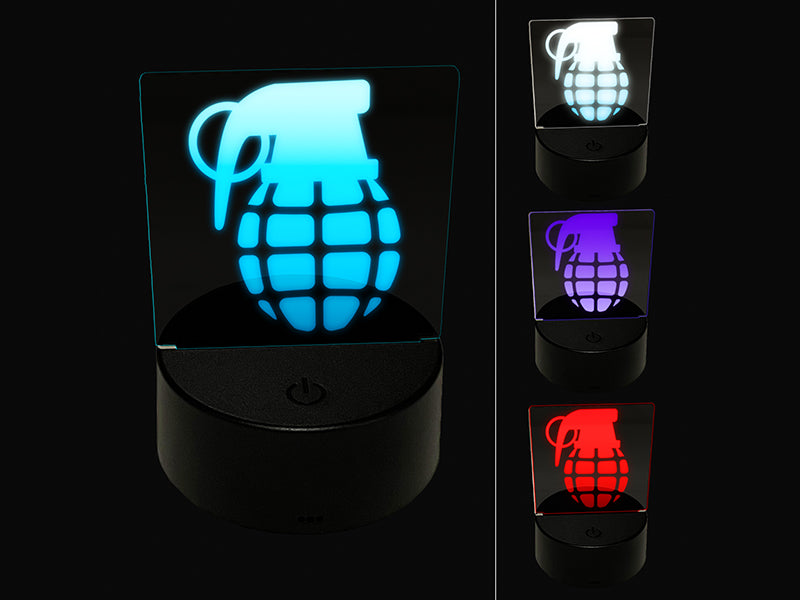 Cartoon Hand Grenade 3D Illusion LED Night Light Sign Nightstand Desk Lamp