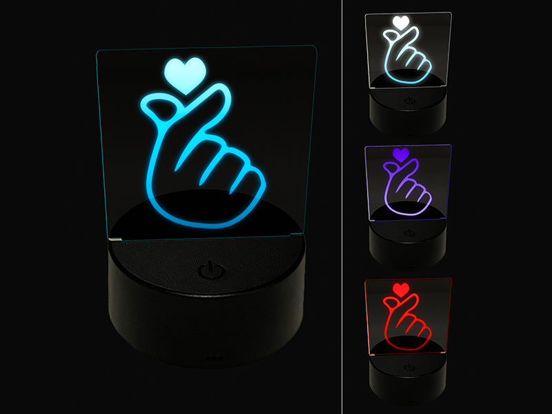 Heart Fingers Gesture of Love 3D Illusion LED Night Light Sign Nightstand Desk Lamp