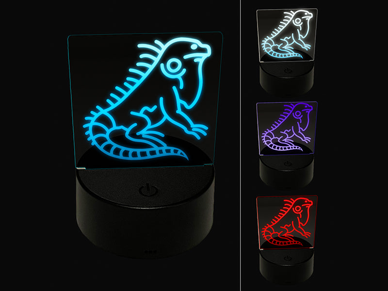 Lounging Lizard Iguana 3D Illusion LED Night Light Sign Nightstand Desk Lamp