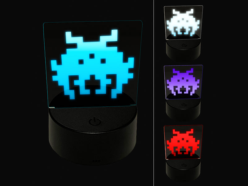 Retro Invaders from Space Bug Alien 3D Illusion LED Night Light Sign Nightstand Desk Lamp