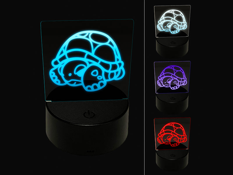 Shy Turtle Hiding in Shell 3D Illusion LED Night Light Sign Nightstand Desk Lamp