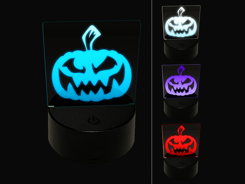 Sinister Halloween Jack-o'-lantern Pumpkin 3D Illusion LED Night Light Sign Nightstand Desk Lamp