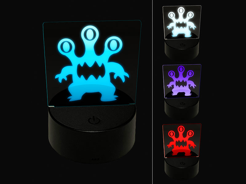 Three Eyed Alien Monster 3D Illusion LED Night Light Sign Nightstand Desk Lamp