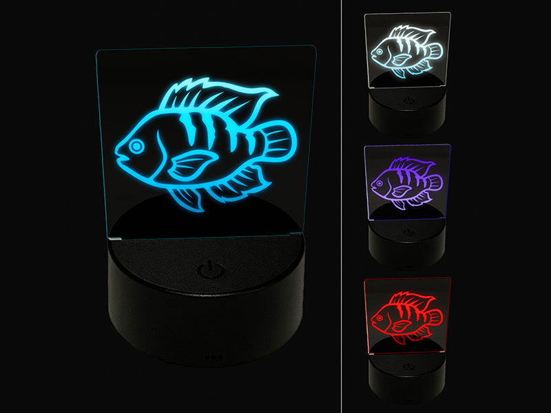 Tilapia Fish Fishing 3D Illusion LED Night Light Sign Nightstand Desk Lamp