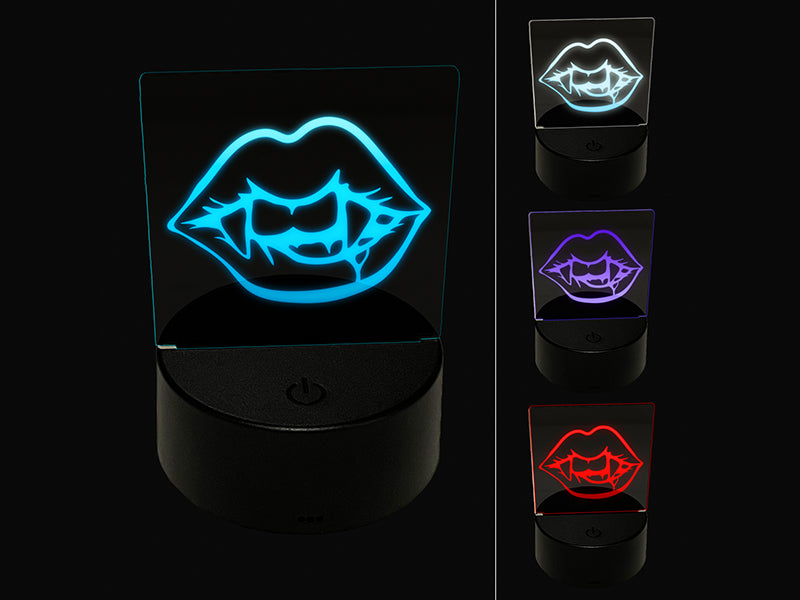 Vampire Lips and Teeth Halloween 3D Illusion LED Night Light Sign Nightstand Desk Lamp