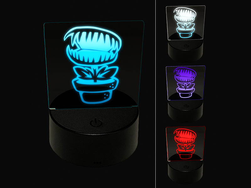 Venus Fly Trap Carnivorous Plant 3D Illusion LED Night Light Sign Nightstand Desk Lamp