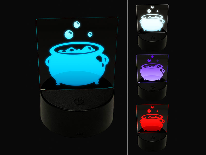 Witch's Bubbling Cauldron Pot Halloween 3D Illusion LED Night Light Sign Nightstand Desk Lamp