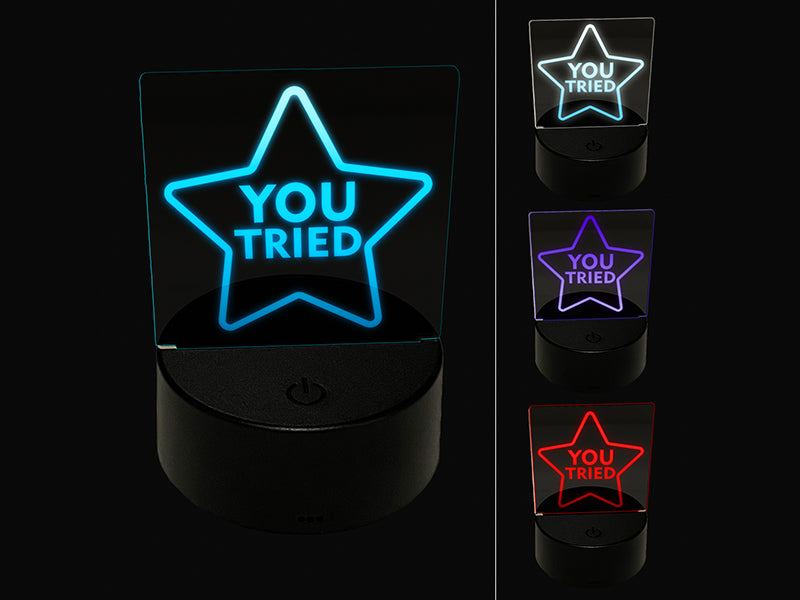 You Tried Star 3D Illusion LED Night Light Sign Nightstand Desk Lamp