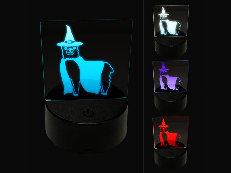 Halloween Llama Alpaca Witch 3D Illusion LED Night Light Sign Nightstand Desk Lamp