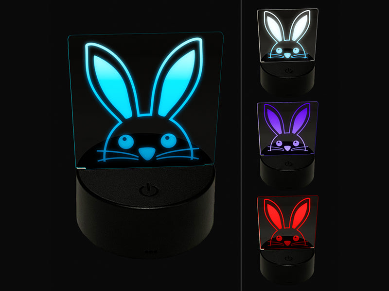 Peeking Bunny Rabbit 3D Illusion LED Night Light Sign Nightstand Desk Lamp