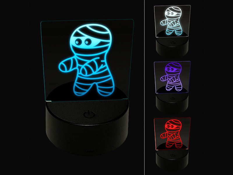 Scared Halloween Mummy 3D Illusion LED Night Light Sign Nightstand Desk Lamp