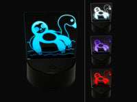 Sloth on Swan Pool Floaty 3D Illusion LED Night Light Sign Nightstand Desk Lamp