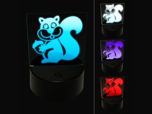 Squirrel Holding Acorn 3D Illusion LED Night Light Sign Nightstand Desk Lamp