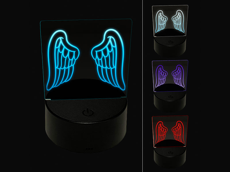 Angel Bird Wings 3D Illusion LED Night Light Sign Nightstand Desk Lamp