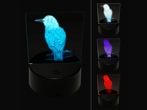 European Starling Bird on Branch 3D Illusion LED Night Light Sign Nightstand Desk Lamp