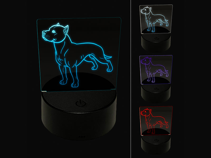 Friendly American Pit Bull Terrier Pet Dog 3D Illusion LED Night Light Sign Nightstand Desk Lamp