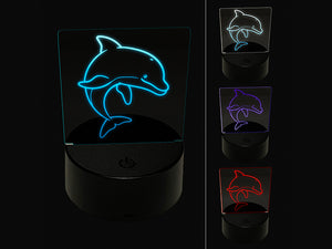 Friendly Bottlenose Dolphin 3D Illusion LED Night Light Sign Nightstand Desk Lamp