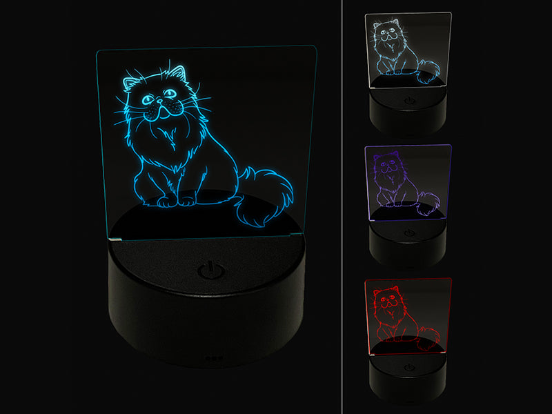 Gentle Persian Cat 3D Illusion LED Night Light Sign Nightstand Desk Lamp