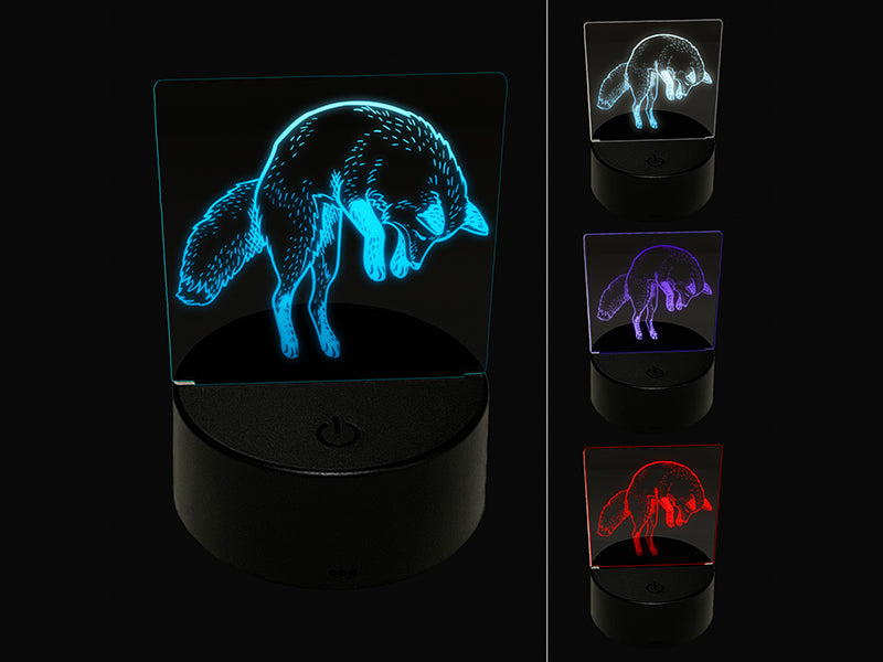 Jumping Leaping Fox 3D Illusion LED Night Light Sign Nightstand Desk Lamp