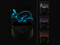 Jumping Running Rabbit 3D Illusion LED Night Light Sign Nightstand Desk Lamp