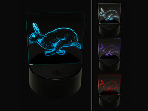 Jumping Running Rabbit 3D Illusion LED Night Light Sign Nightstand Desk Lamp