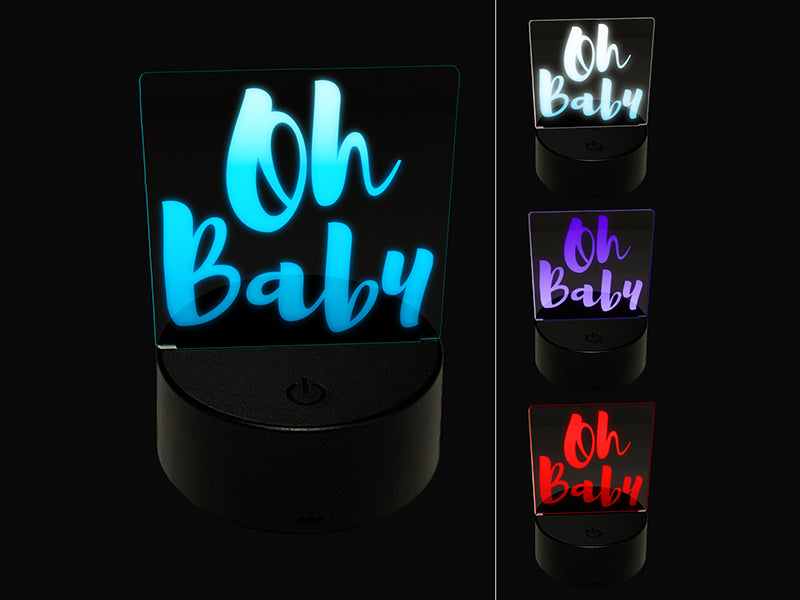 Oh Baby Script Shower Pregnancy 3D Illusion LED Night Light Sign Nightstand Desk Lamp