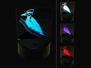 Pileated Woodpecker Bird on Branch 3D Illusion LED Night Light Sign Nightstand Desk Lamp