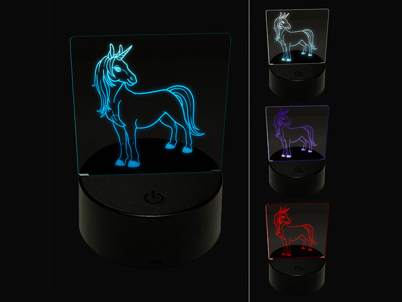 Pretty Unicorn Posing 3D Illusion LED Night Light Sign Nightstand Desk Lamp