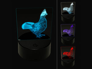 Ruffed Grouse on Alert 3D Illusion LED Night Light Sign Nightstand Desk Lamp